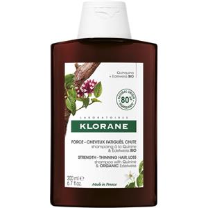 Klorane Shampoo Fortificante alla Chinina e Stella Alpina BIO 400 ml - Stimola la Crescita e Combatte la Caduta dei Capelli