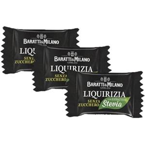 Generico Caramelle Liquirizia Mora Senza Zucchero con Stevia, Caramelle Baratti e Milano 1 kg, Senza Glutine