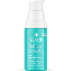 Rilastil Aqua Sensitive Crema Gel Matt 30 ml - Emulsione leggera per pelli sensibili, miste e impure, con azione riequilibrante, idratante e opacizzante