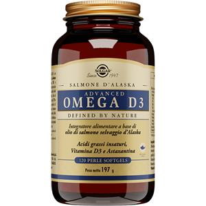 Solgar Advanced Omega D3 - Integratore con Olio di Salmone Selvaggio, Vitamina D3 e Astaxantina, 120 Perle Softgel