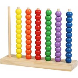 Qianly Gioco con Perline Colorate da Impilare, Sviluppo Motorio Fine Abaco, Verticale in Legno Introduzione alla Matematica per Asilo Nido, Casa, Area Giochi, Piccolo 0.36