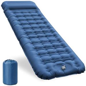 CIXMUS Materassino Gonfiabile Campeggio Singolo 12cm, Materassino Autogonfiante con Pompa a Pedale e Cuscino, Ultraleggero Portatile in 40D Nylon per Trekking, Tenda, Outdoor e Viaggi