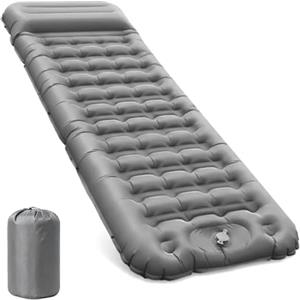 CIXMUS Materassino Gonfiabile Campeggio Singolo 12cm, Materassino Autogonfiante con Pompa a Pedale e Cuscino, Ultraleggero Portatile in 40D Nylon per Trekking, Tenda, Outdoor e Viaggi