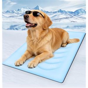 ARDFFA Tappetino Refrigerante per Cane Grande 100x70cm - Tappeto Rinfrescante Auto-Raffreddante Senza Gel con Fondo Antiscivolo, per Estate in Casa, Giardino, Auto o Cuccia (Blu)