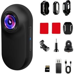 Xilecam Mini Action Cam Telecamera Animali Telecamere Nascoste da Esterno Body Cam e Accessori（Nero）