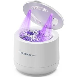 HYCHIKA BETTER TOOLS FOR BETTER LIFE Pulitore Ultrasuoni Apparecchio Denti con Sterilizzatore UV,Alta Frequenza a 45 kHz Clean Pod,4 Modalità per Apparecchi Ortodontici, Bite Notturni, Allineatori ecc.,200 ml,Bianco