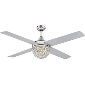 Westinghouse Lighting 72206 - Ventilatore da soffitto contemporaneo Kelcie con luce e telecomando, 132 cm, finitura in nichel spazzolato, paralume con gioielli di cristallo