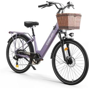 cysum X-City Bici Elettrica per adulti, 26'' city bicicletta elettrica donna uomo, batteria al litio 48 V 10,4 Ah, motore 250 W, 25 km/h, urbano commuting (Viola001)