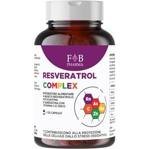 F B PHARMA RESVERATROL COMPLEX — Integratore con Resveratrolo + Astaxantina + Quercetina + Vitamina C + Zinco | Benessere Cellulare e Protezione Cellulare | 120 Capsule