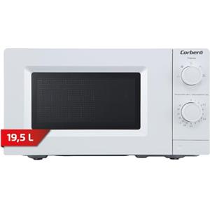 Corbero Corberó - Microonde serie White | CMICM250W | 19,5 l | 700 W | 5 livelli di potenza | funzione scongelamento | pulsante | timer 35 min | piatto girevole 24,5 cm | bianco