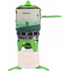 Fire-Maple FMS-X3 Fornello da Campeggio Portatile 0,8 Litri con Accensione Elettrica, Supporto Pentola e Stabilizzatore per Bombole - Bruciatore Jet per Trekking, Escursionismo e Outdoor Verde