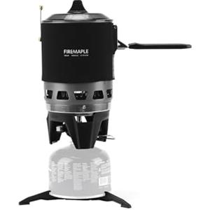 Fire-Maple FMS-X3 Fornello da Campeggio Portatile 0,8 Litri con Accensione Elettrica, Supporto Pentola e Stabilizzatore per Bombole - Bruciatore Jet per Trekking, Escursionismo e Outdoor Nero