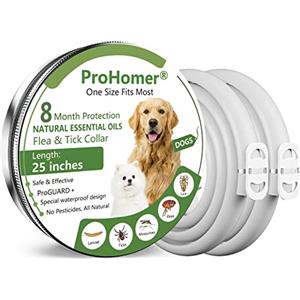 PROZADALAN [2 PCS] Collare Antipulci Cane,8 Mesi di Efficacia Protezione, Formula Naturale, Collare Antipulci Regolabili da 65 cm per Cani
