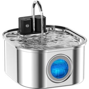 NautyPaws Fontanella per Gatti senza Fili: NautyPaws 3.2L Fontanella per Gatti Acciaio con Batteria 4200mAh, Fontana per Gatto con Sensore di Movimento, Automatico Silenzioso Dispenser Acqua Gatto con Filtri