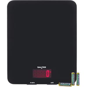 Salter 1160 BKDR High Capacity Digital Kitchen & Electronic Food Scale, Ultra Slim Gloss Black, Accurate Weighing For Home Cooking/Baking, Weigh Metric & Imperial, Easy Clean, 15 Year Guarantee