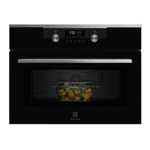 Electrolux PRONTA CONSEGNA - SPEDIZIONE IMMEDIATA Electrolux Serie 500 KVMDE46X Forno Microonde con Grill da Incasso 60 cm Altezza 45 cm 44 Litri Estetica Intuit vetro nero con finiture inox antrimpronta e Manopole push-pull
