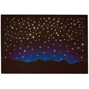 Rossi Rosa Cielo Luminoso con Montagna a LED con Funzione Touch, Fibra Ottica, Alimentato a Batterie, Accessorio per Presepe 40x60x2,5 cm - Made in Italy