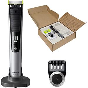 Philips QP6520/30 OneBlade Pro, Rade, Regola e Rifinisce con Pettine di Precisione con 14 Impostazioni di Lunghezza, 90 minuti di Utilizzo