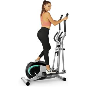 THERUN Ellittica da Casa, Ellittica Professionale Ultra Silenziosa con 16 Livelli di Resistenza Regolabile, Display LCD, Pedali Antiscivolo, Supporto Borraccia, Capacità Di Carico 120KG (Verde)