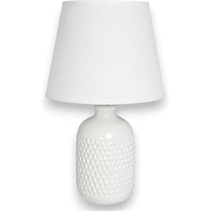 KORAT - Lampada da Tavolo in Ceramica Bianca con Paralume in Tessuto, Abat Jour Moderna E14 Max 60W, Lampada da Comodino Design Elegante per Camera da Letto, Soggiorno, Ingresso e Studio - 32 cm