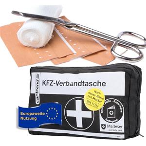 Cartrend 7730043 - Cassetta pronto soccorso, a norma DIN 13164, con norme di primo soccorso, colore: Nero