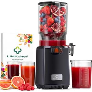 LINKChef Estrattore Frutta E Verdura 250W Slow Juicer Estrattore Di Succo A Freddo Con Ampia Imboccatura 130 Mm Per Frutta E Verdura Intera 1,8 L Capacità Familiare Facile Da Pulire Senza BPA