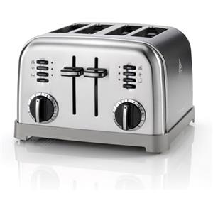 CUISINART Tostapane 4 fette Cuisinart CPT180E , Acciaio inox, Funzione Bagel, Funzione Scongelamento, Funzione Riscaldamento, 6 Livelli di tostatura