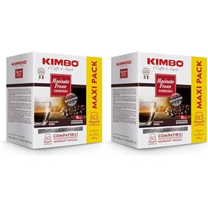 Kimbo, Macinato Fresco, 60 Capsule Caffè in Alluminio Compatibili Nespresso®* Original®*, Miscela Forte e Corposa, Intensità 11/13, Tostatura Scura, 2 Pack da 30 Capsule (Confezione da 2)