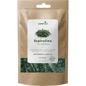 Carefood - Spirulina Ecologica - 300 Compresse di Superfood 100% Bio - Prodotto Vegano - Super Alimento Biologico con un Elevato Contenuto di Nutrienti - Effetto Saziante - 150 g