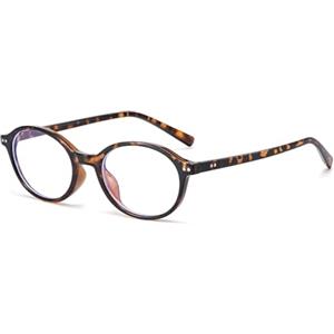 LJCZKA Occhiali Luce Blu Ovali Donna Uomo Occhiali Filtro Luce Blu Ovale y2k Piccoli Nerd Montatura Anti Affaticamento per Computer Gioco (Leopardo, 0.0, x)