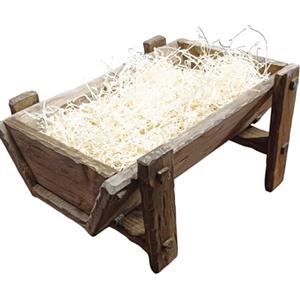 OVUNQUE PROTEGGIMI Culla in Legno per Gesù Bambino - Mangiatoia in Legno per Presepe - Artigianale, Vari Formati Disponibili - Made in Italy (41x26 cm)