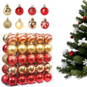 MiOYOOW Palline di Natale Infrangibili, 50 Pezzi Palline da Appendere per Decorazioni con Cordino, Ornamenti Albero di Natale, per Feste di Compleanno per Interni ed Esterni, Matrimoni, Natalizie