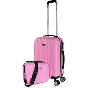 ITACA - Bagaglio A Mano Rigido Leggero Bagaglio A Mano 55X40X20 con 4 Ruote Silenziose Trolley Cabina Viaggio Aereo Ergonomico Durevole. Compatibile Ryanair, Rosa