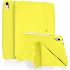 Koze Custodia per iPad A16 11a Generazione 11 Pollici 2025/ iPad 10a Gen 10,9 2022 con Chiusura Magnetica, a tre pieghe Supporto, Cover Retro in TPU Morbido con Portapenne,Giallo Limone