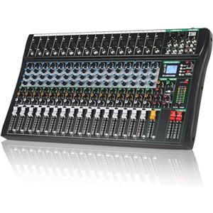 XTUGA Mixer audio a 16 canali, console di mixaggio, interfaccia audio PC USB Bluetooth con effetto digitale Phantom 48 V per DJ registrazione live studio karaoke (CT160)