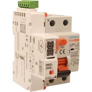 A2ZWORLD Interruttore Differenziale Riarmo Automatico 63A, Salvavita Tipo AC 300mA, 3 Tentativi (10s/60s/300s), Occupa 3 Moduli DIN, RCCB 1P+N 6kA 220V, Display A Led