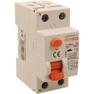A2ZWORLD Interruttore Differenziale Puro Tipo A, Salvavita 300mA 40A, RCCB 1P+N 6kA 220V, 2 Moduli DIN, Serie PR8NM Elettromagnetica, Certificato IEC61008-1