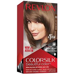 Revlon ColorSilk Colorazione Permanente Capelli Fai-da-te a Casa, Senza Ammoniaca e Arricchita con Cheratina, 50, Castano Cenere Chiaro