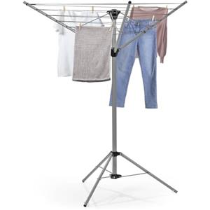 EASYmaxx Stendibiancheria pieghevole per interni ed esterni, 1 x 1,2 x 1,4 m | regolabile in altezza su 4 livelli, resistente alle intemperie e leggero 2,5 kg [alluminio]