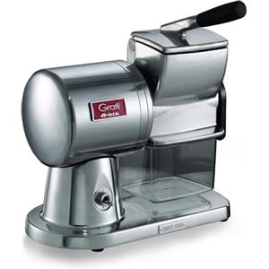 Ariete Gratì Superior 449, Grattugia Elettrica Professionale in Alluminio Pressofuso per Formaggio, Pane, Cioccolata, Frutta Secca, Motore ad Induzione, Facile da Pulire, 350W, Argento Lucido