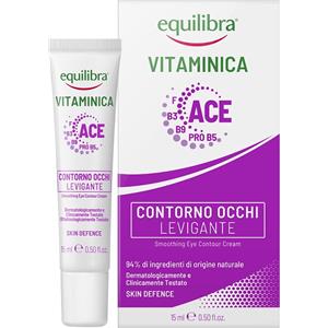 Equilibra Vitaminica Contorno Occhi Levigante 15 ml - Emulsione Idratante con Acido Ialuronico e Caffeina