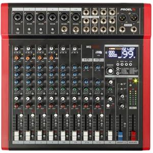 Proel MQ1222X - Mixer Professionale 12 Ingressi con 6 PreAmp Microfonici HQ, 99 FX, Bluetooth e USB per Canto e Live