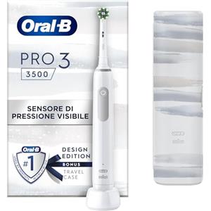 Oral-B Spazzolino Elettrico Ricaricabile Pro 3 3500 Bianco, 1 Testina, 1 Custodia Da Viaggio, 1 Spazzolino