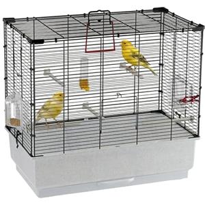 Ferplast Volieraa per Uccelli PIANO 4 Gabbia per Uccelli, Canarini, Bengalini, Cocorite, Inseparabili, in Metallo, Accessori inclusi Posatoi Mangiatoie Girevoli, 59 x 33 x h 55 cm, nero