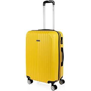 ITACA - Valigia Da Stiva Rigida Valigia Espandibile - Trolley Grande Con Ruote, Valigia 23kg Per Viaggi, Trolley Da Stiva Resistente. Lucchetto a Combinazione, Giallo