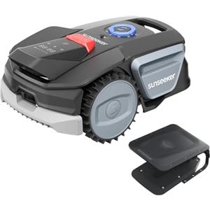 Sunseeker V1 con Garage, Robot Tagliaerba Senza Filo Perimetrale, 300 m² per Piccoli Giardini, Vision AI, Evitamento degli Ostacoli, Pendenze 27%, Taglio con un Clic, Controllo tramite App
