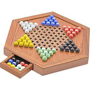 Dickly Dama Cinese con Cassetti Gioco da Tavolo Scacchiera in Vetro Multicolore