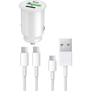 PH26 Caricabatterie da auto rapido 30W PD & QC 3.0 per Motorola One Fusion+ Ultra-Compact e Potente + 1 Cavo USB a USB Tipo C e 1 cavo TypeC - TypeC - Doppie porte