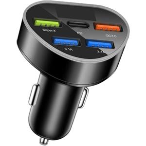 Generic Caricabatterie per accendisigari Ricarica rapida per auto USB - Caricabatterie rapido per auto da 66 W con display di tensione a LED - Adattatore universale per caricabatterie da auto, caricaba