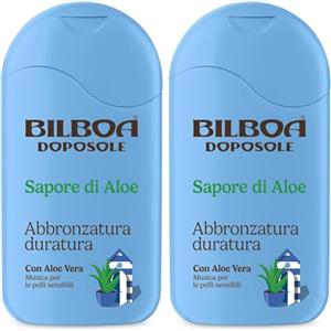 Bilboa, Sapore di Aloe, Crema Doposole Corpo, con Aloe Vera, Mantiene Abbronzatura, Rinfresca e Idrata fino a 48h, Ideale per Pelli Sensibili, 200 ml (Confezione da 2)